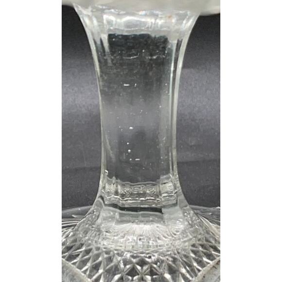 VTG Pressed Glass Pedestal Cake Stand 8.25" Scalloped Edge Starburst Design - Picture 3 of 8